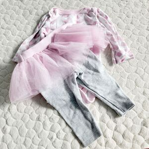 Baby girl tutu outfit cloud island onsie bodysuit leggings 0-3 months